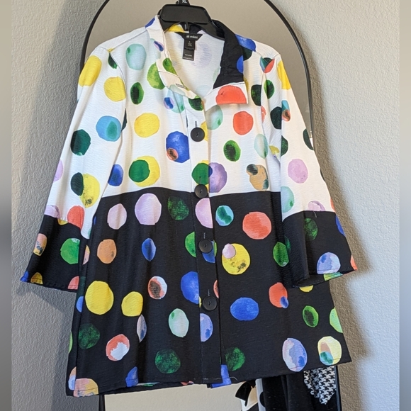 Ali Miles Jackets & Blazers - Colorful Polka Dot Button-Up Jacket